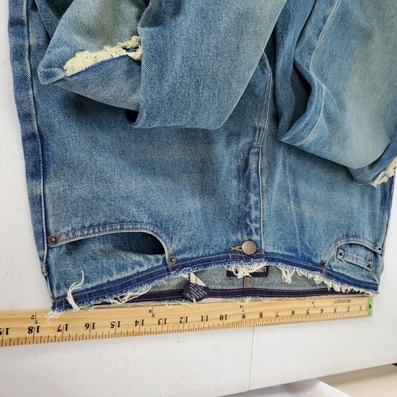 LondonJean Flare Fringe Jeans Size 14 Y2K Retro Frayed Waist Boho Denim Groovy - Picture 8 of 14